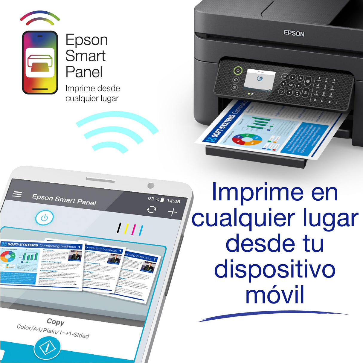 Impresora de inyección de tinta multifunción WorkForce WF-2930DWF A4 con conectividad inalámbrica y 3 meses gratis de suscripción de tinta ReadyPrint*