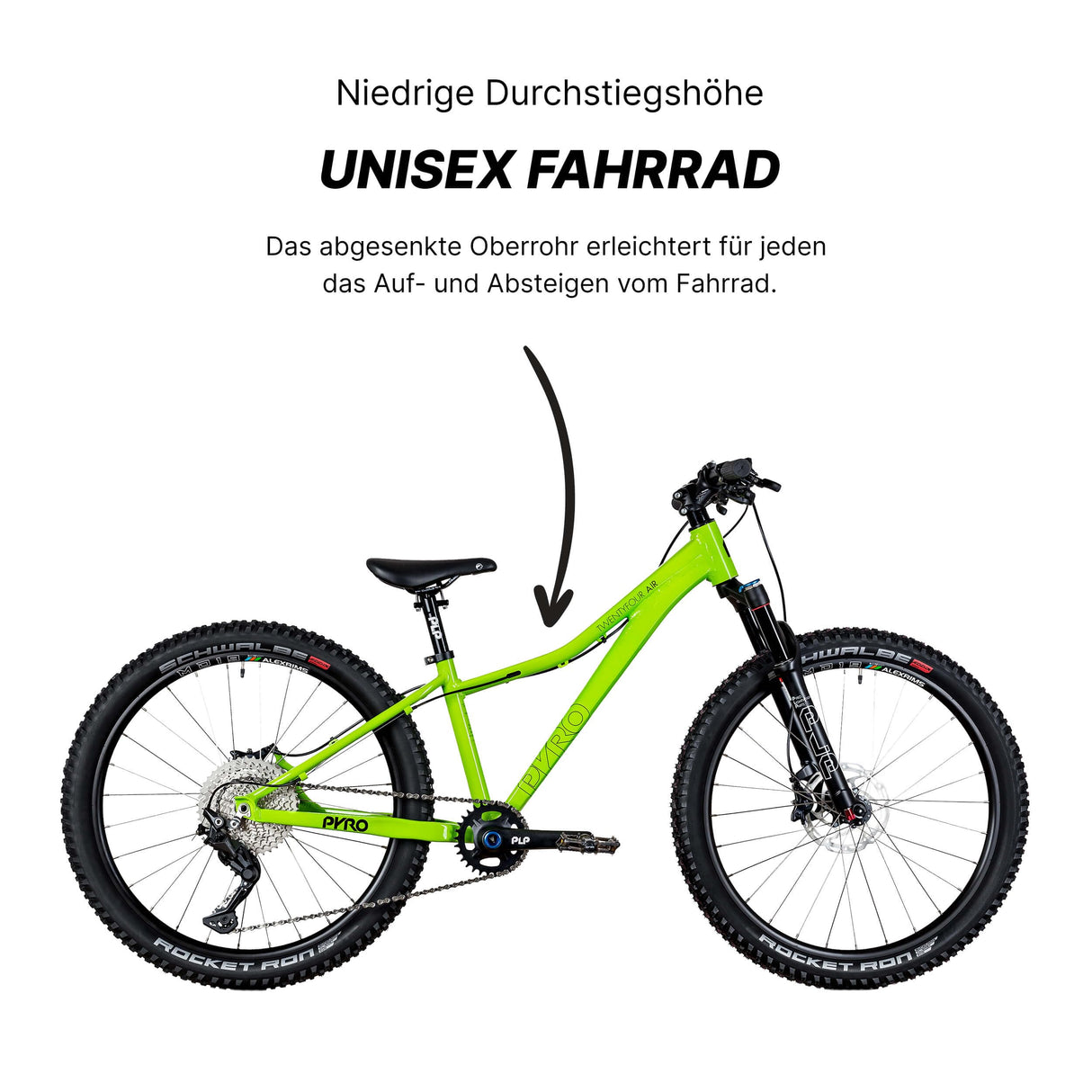 TechniBike Pyro Twentyfour Air Bicicleta Infantil de 24 Pulgadas, Negro Mate