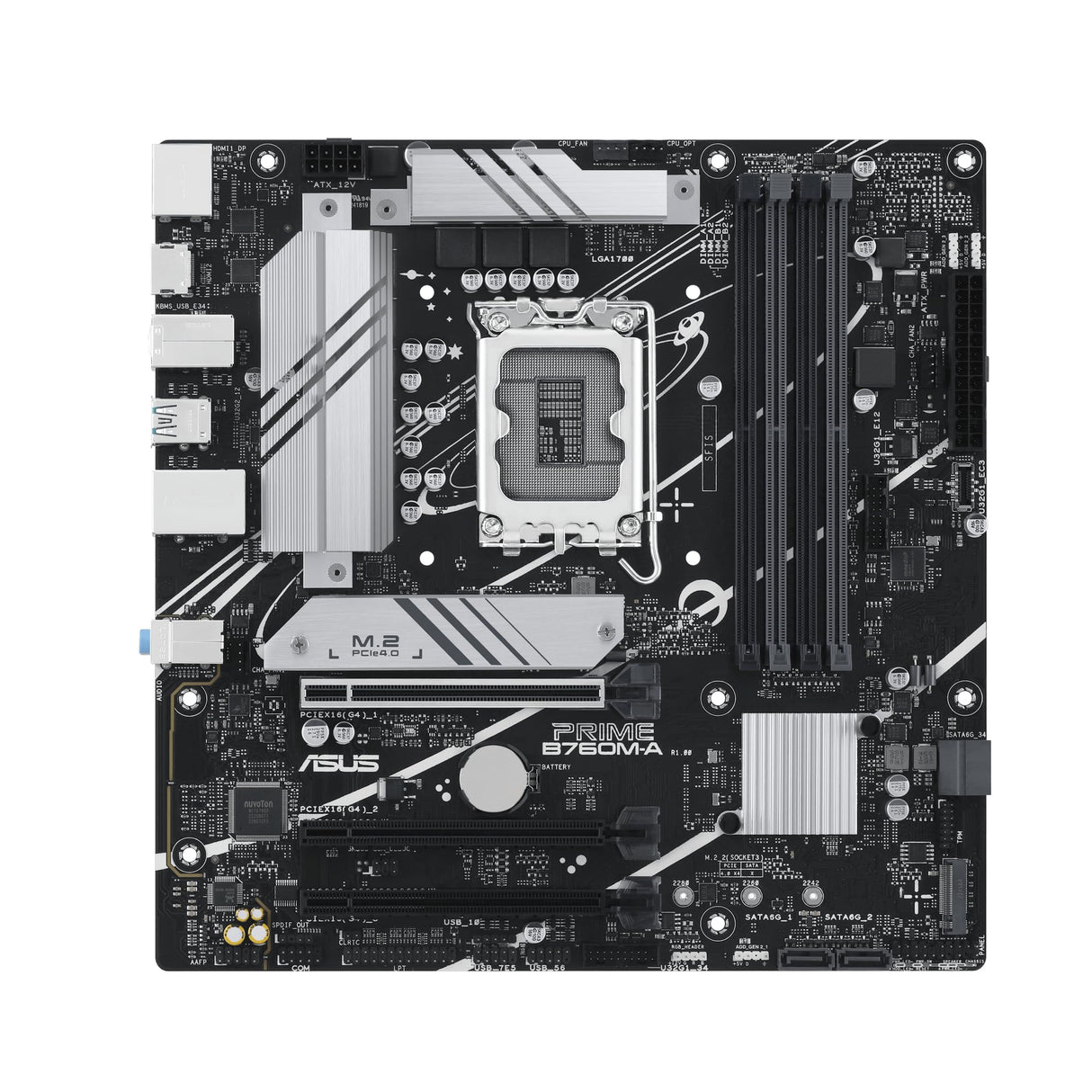 ASUS Prime B760M-A-CSM - Placa Base Intel LGA 1700 (Intel B760, mATX, Memoria DDR5, 2 PCIe 4.0 M.2, Aura Sync)