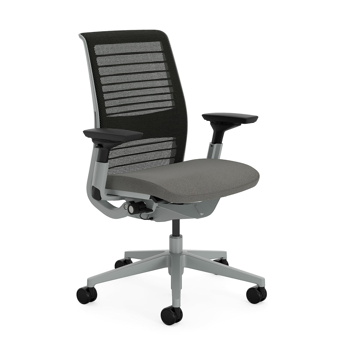 Steelcase Think, silla de oficina ergonómica con respaldo de malla, sujeción lumbar regulable en altura y brazos regulables Gris búho
