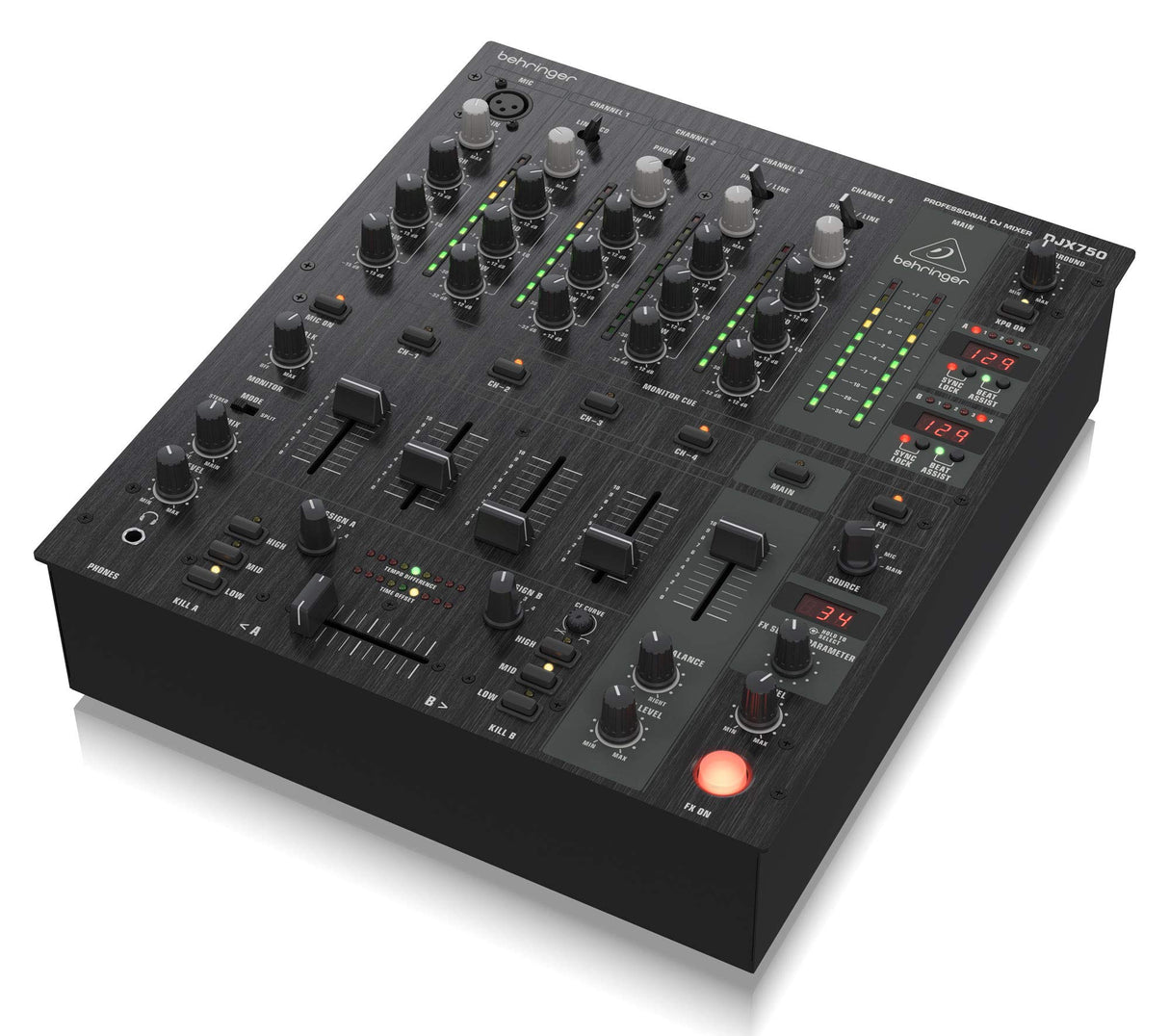 Behringer PRO MIXER DJX750 Mezclador de DJ profesional de 5 canales con efectos digitales avanzados y contador de BPM