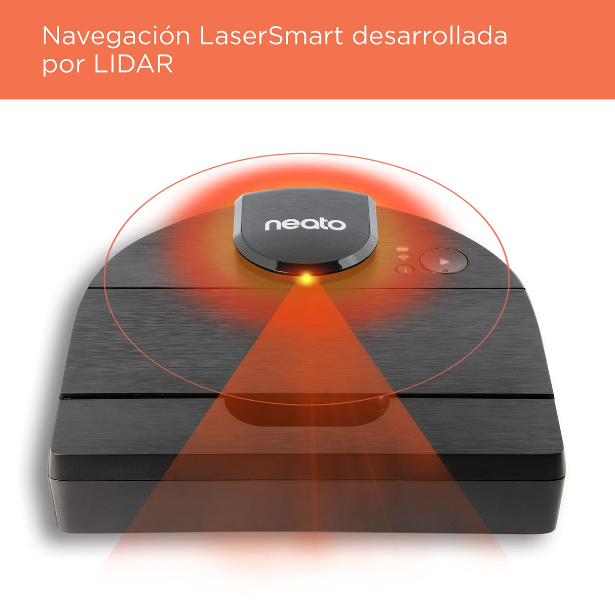 Neato D9 Smart Robot Vacuum Cleaner - D-Design, HEPA Filter, Laser Map Navigation - App Control - 200 Minutes Duration, Auto Recharge and Reset - Black