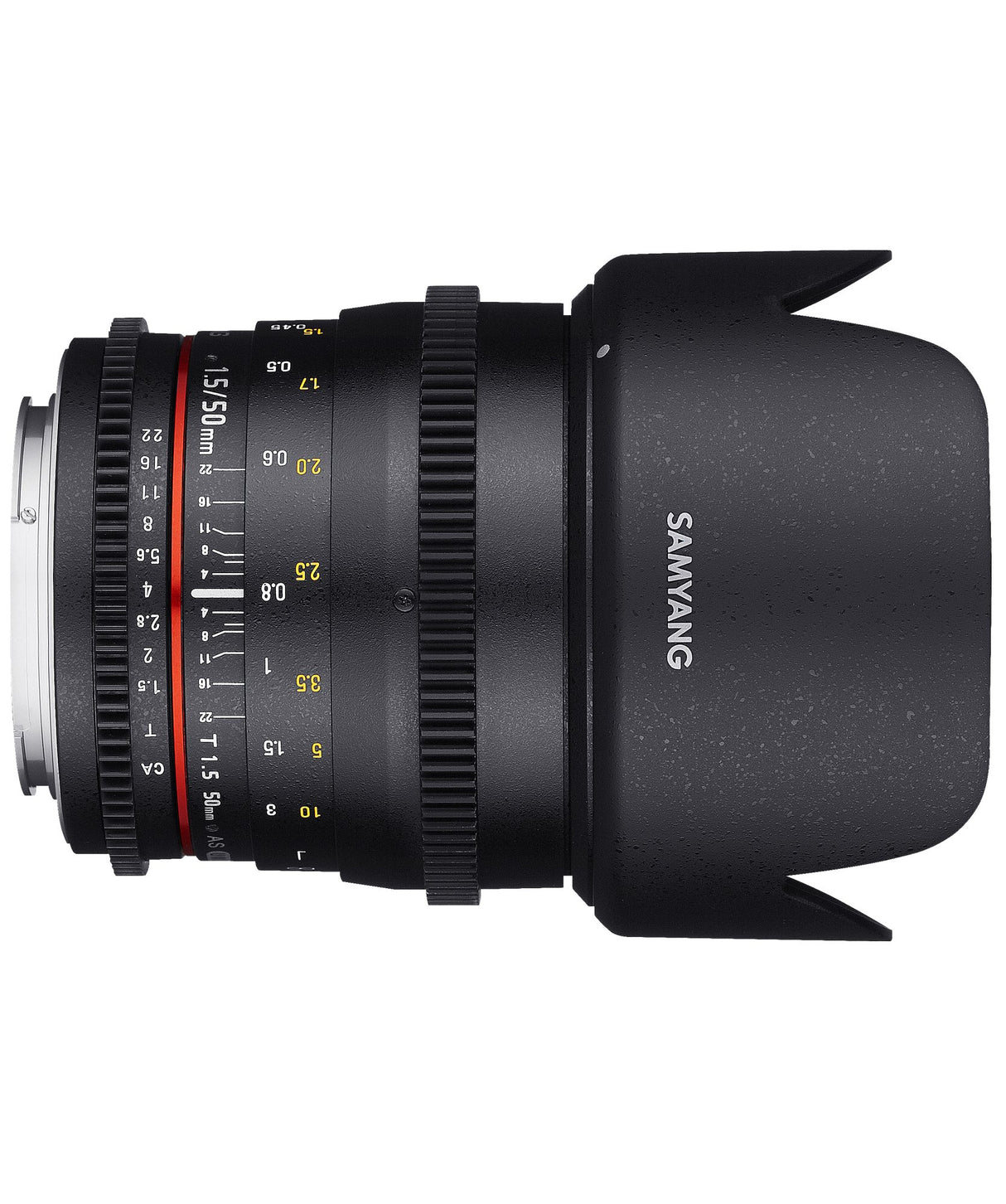 Samyang F1311103101 - Objetivo para vídeo VDSLR para Nikon F (Distancia Focal Fija 50mm, Apertura T1.5-22 AS UMC, diámetro Filtro: 77mm), Negro