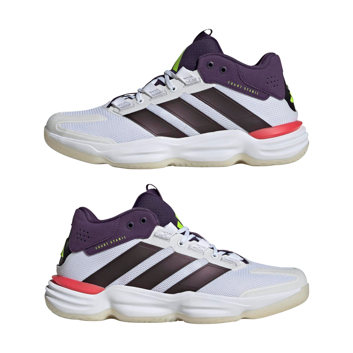 adidas Courtstabil Indoor Performance Shoes, Calzado Deportivo Hombre, Cloud White/Aurora Met. / Aurora Plum, 45 1/3 EU