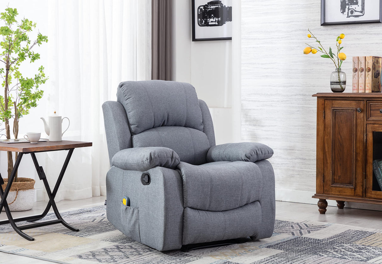 Astan Hogar AH-AR30900GR Ramón - Sillón Relax con Reclinación Manual (Sistema Pared Cero), Masaje Y Termoterapia, Gris