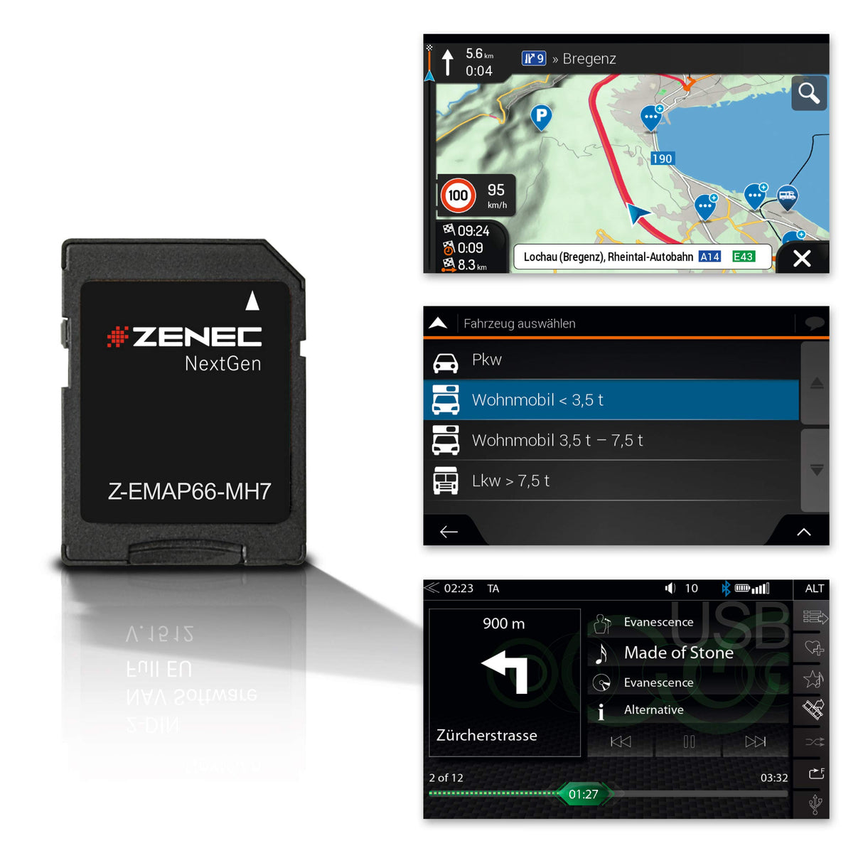 ZENEC Z-EMAP66-MH7: Micro Tarjeta SD con Autocaravana GPS para ZENEC Radios de Coche/Multimediasysteme Z-E3766,Z-N965,Z-N966,3-D Tarjetas para Europa, Campamento P. O. I. para Autocaravana, TMC