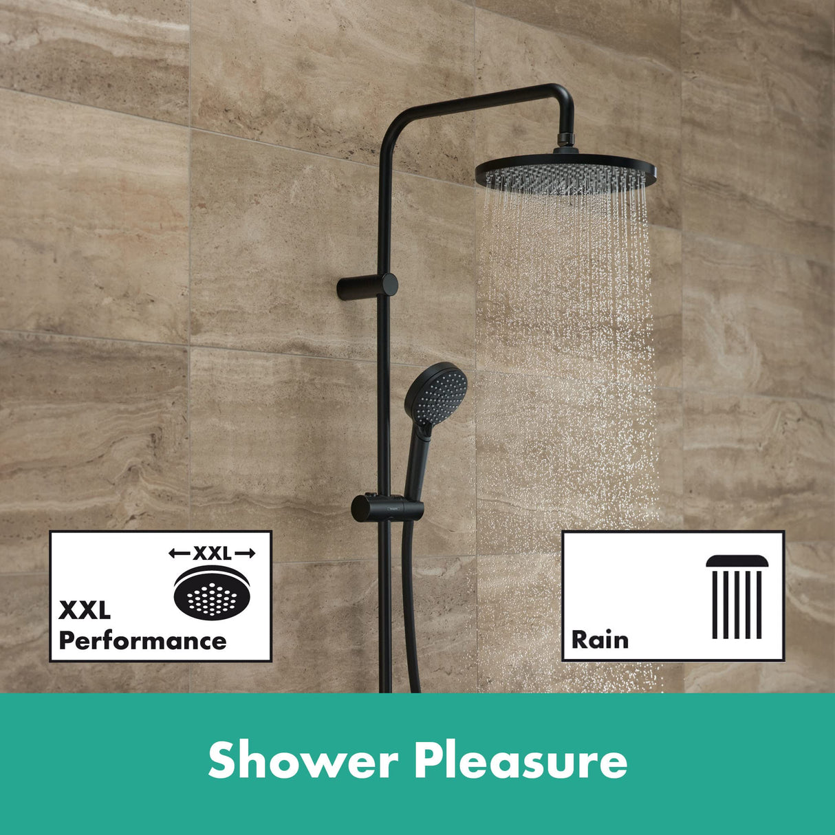 hansgrohe Vernis Blend Sistema de ducha con termostato 240 1 tipo de chorro, negro mate, 26426670