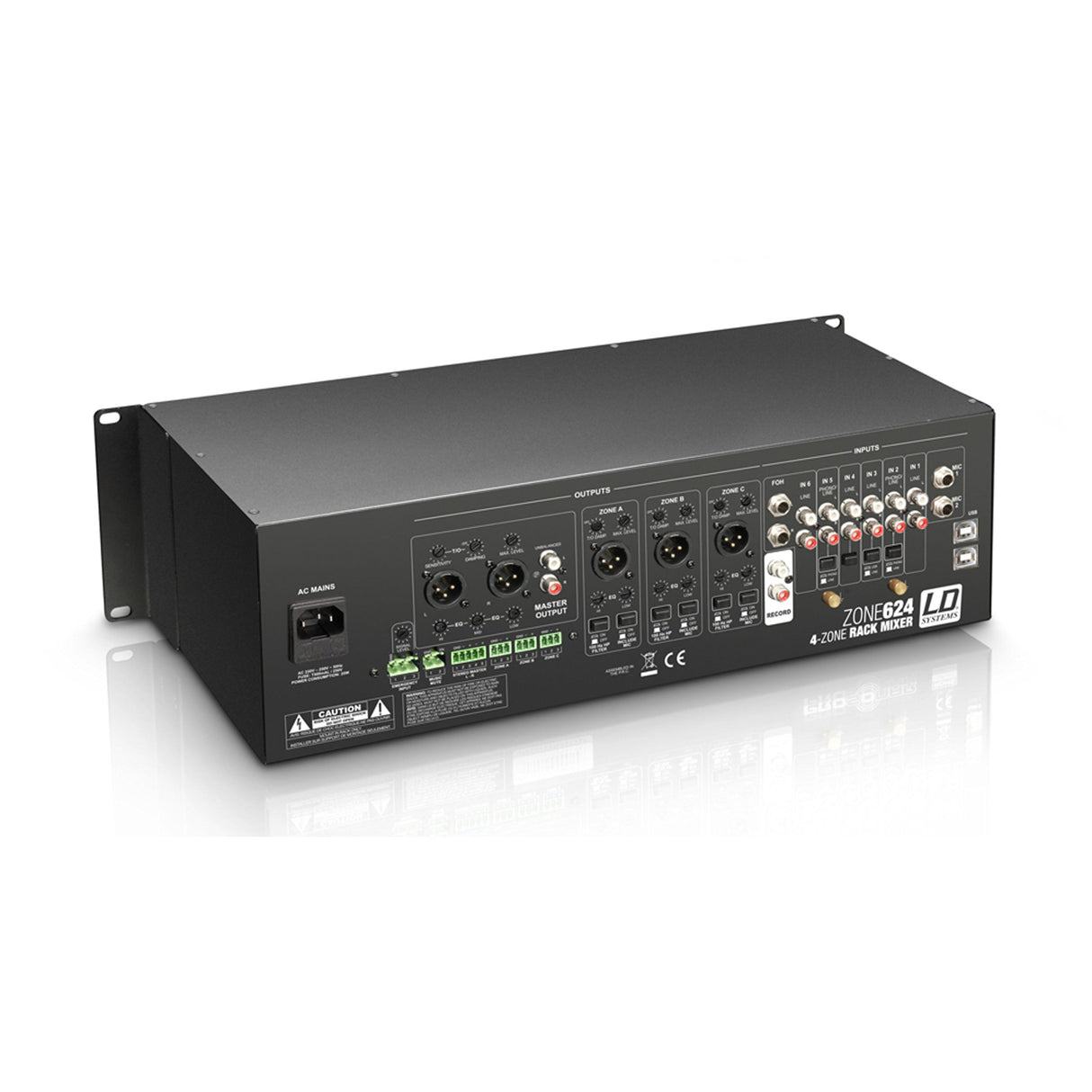 LD Systems ZONE 624 - Mezclador de 4 zonas, formato 19" 3 U