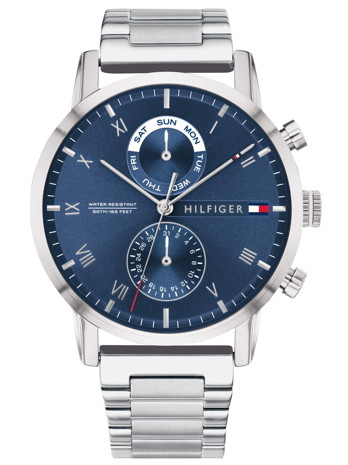 Tommy Hilfiger Reloj Analógico de Cuarzo Multifunción para Hombre con Correa de Acero Inoxidable Plateada - 1710401