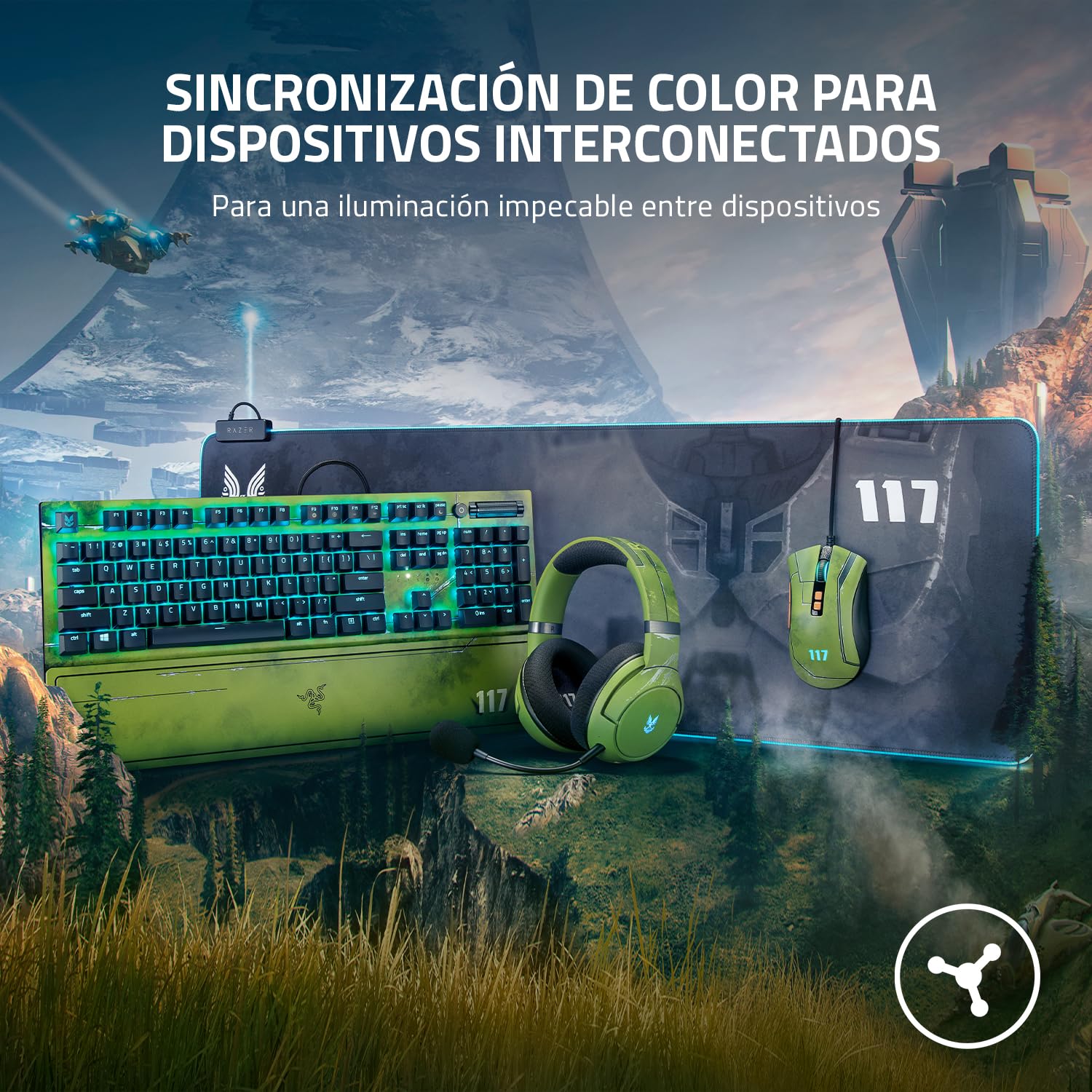 Razer Goliathus Extended Chroma Gaming Mouse Pad: iluminación RGB personalizable, material suave, control y velocidad equilibrados, base de goma antideslizante, Halo Infinite Edition