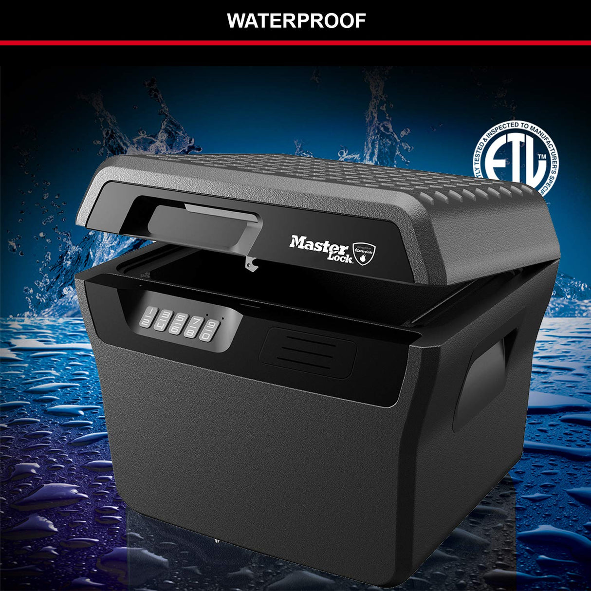 Master Lock FHW40300EURHRO Caja Fuerte Portatil Ignifuga y Impermeable Combinación Xlarge 18.5 L Adecuada para A4 Documentos, Dispositivos Electrónicos, Soporte Multimedia, Pequeños