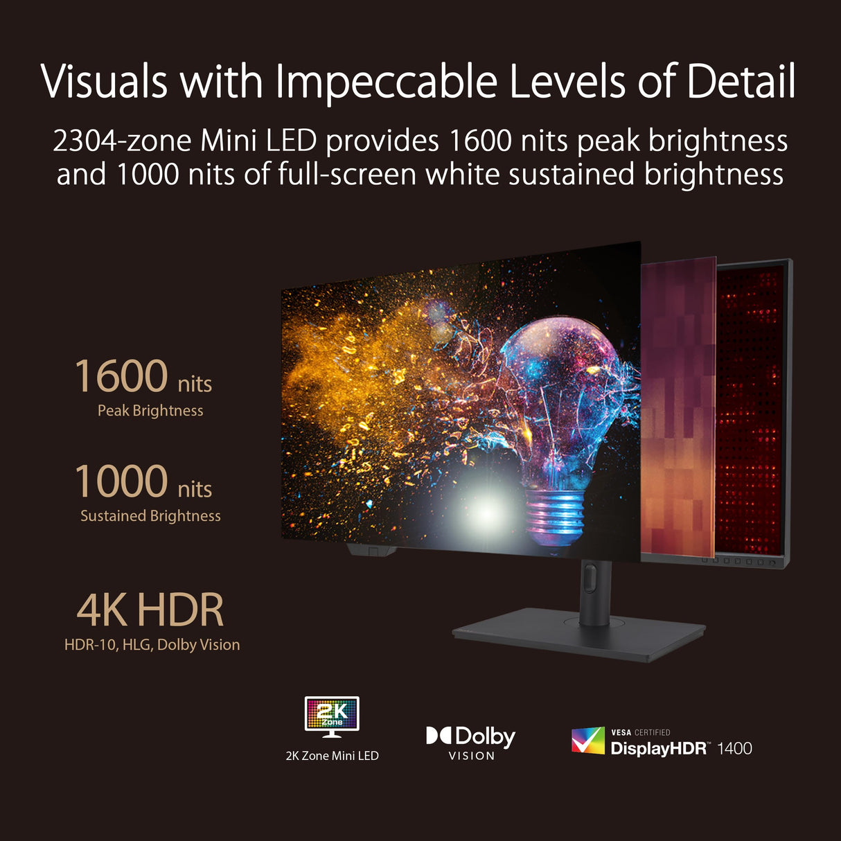 ASUS ProArt Display PA32UCXR - Monitor Profesional de 32", 4K UHD (3840 x 2160), Mini-LED, 99% Adobe RGB, 97% DCI-P3, ΔE < 1, Thunderbolt 4, VESA DisplayHDR 1400, ColourSpace, Soporte ergonómico