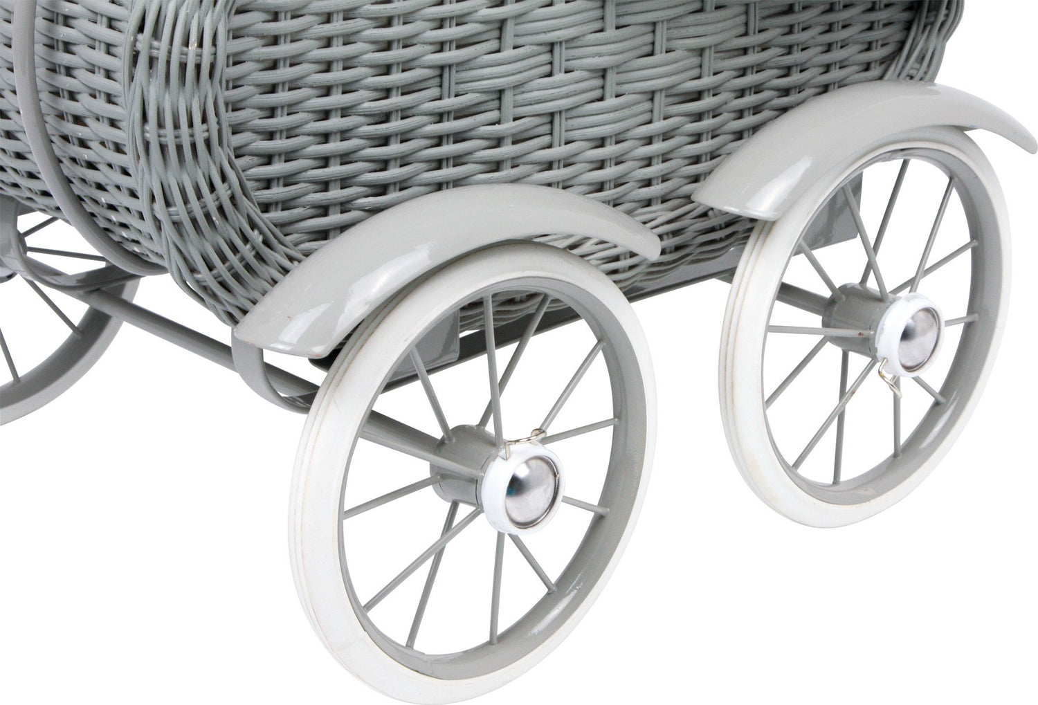 small foot 8771-Cochecito de bebé de Mimbre Ropa de Cama Blanca para Mayores de 3 años Cochecito de muñecas, Color Gris, 513252 cm (8771)