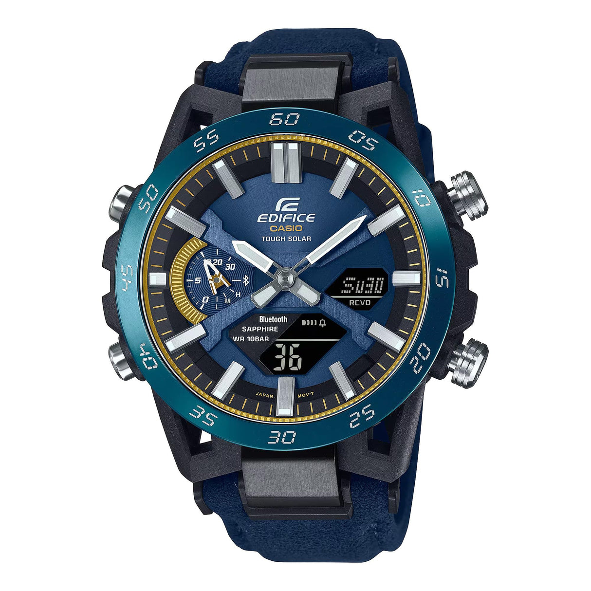 Casio Edifice Suspension Limited Edition 50th Anniversary Men's Watch Black and Blue Background ECB-2000SS-2AER