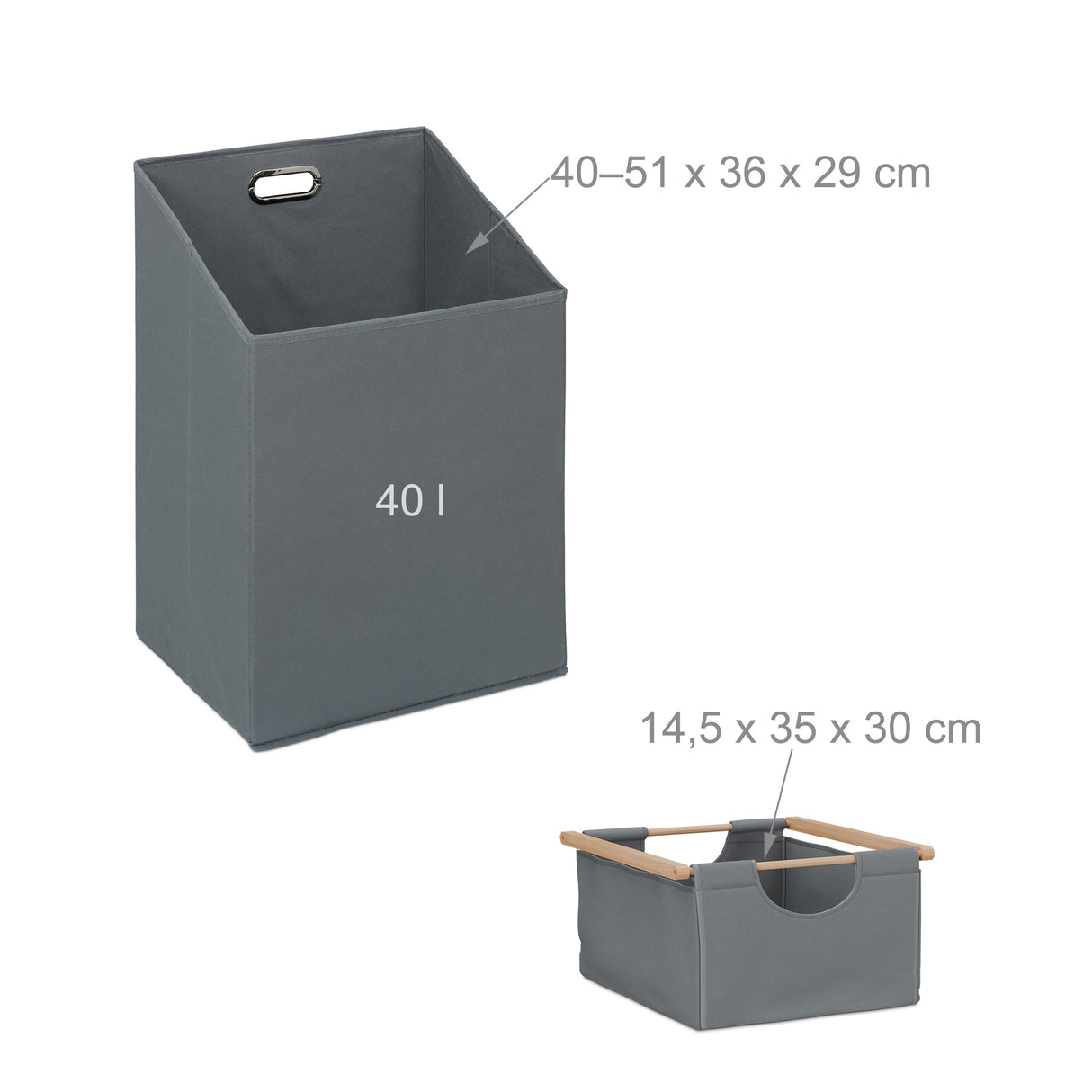 Relaxdays Estantería Baño con 2 Cestos Ropa Sucia, Basculante, 40 L, Balda y 2 Cajones, Bambú, 95x88x33 cm, Natural/Gris, Poliéster
