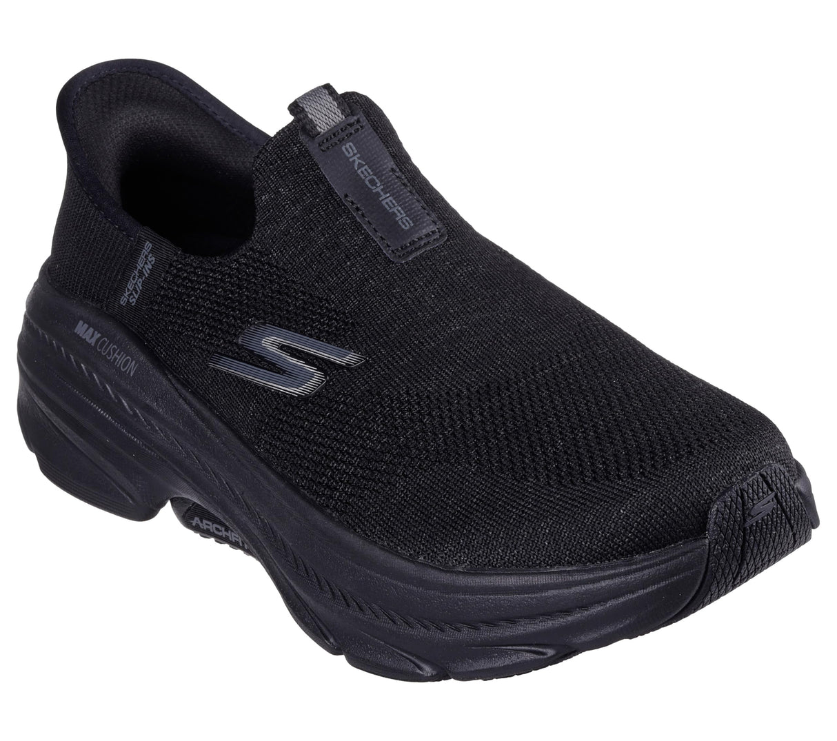 Skechers MAX Cushioning Arch Fit 2.0 Cambridge, Zapatillas Mujer, Black Textile/Trim, 37.5 EU