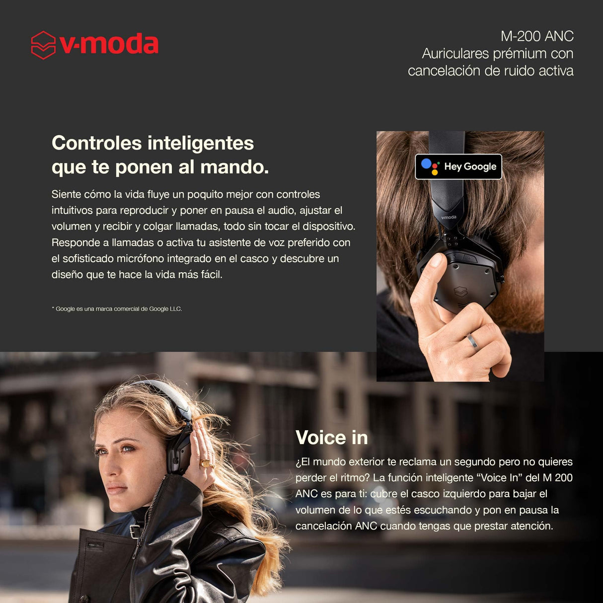 Auriculares con cancelación activa de ruido híbrida V-MODA M-200 ANC | Batería recargable con 20 horas de autonomía | Trasera cerrada | Flexibilidad inalámbrica | Compatible con Bluetooth 5.0