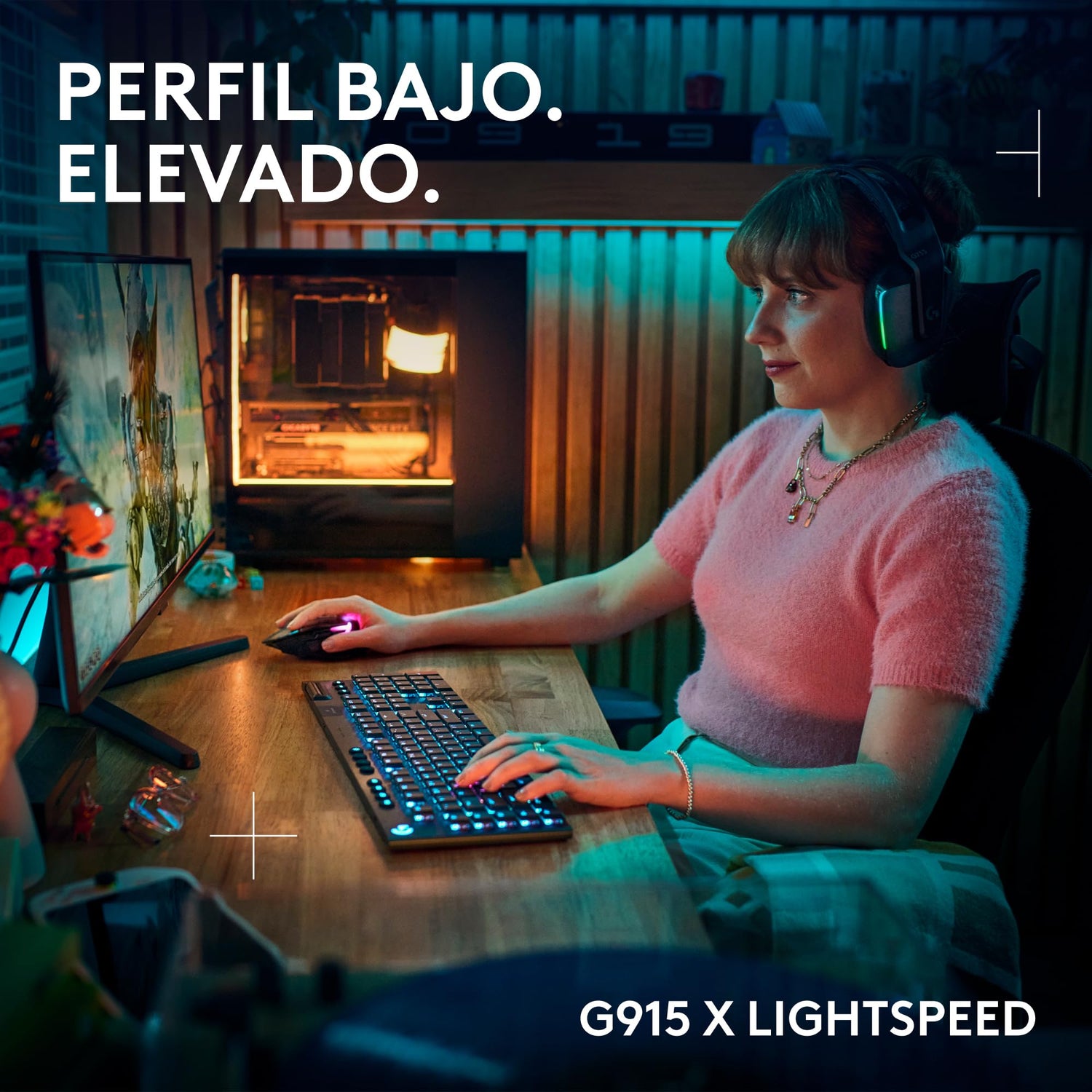Logitech G G915 X Lightspeed Low-Profile Gaming Keyboard - US QWERTY-Layout - Negro