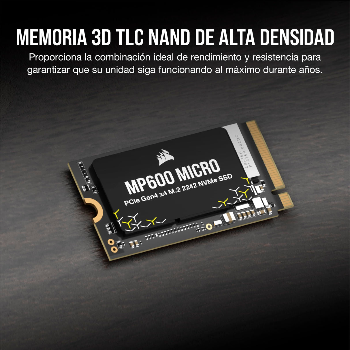 Corsair MP600 Micro 2TB M.2 NVMe PCIe x4 Gen4 SSD – M.2 2242 – hasta 7.000 MB/s de Lectura Secuencial – Compatible con Los Portátiles Lenovo Legion Go y Thin PCIe 4.0 – Negro