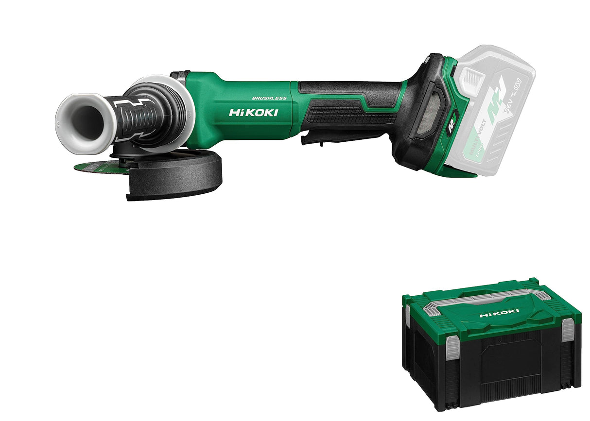 HIKOKI Akku Winkelschleifer G3613DVF, Schleifscheiben Ø: 125 mm (36V, Leerlaufdrehzahl: 3200-10000 min-1/ mit (AT Modus), Antriebsspindel: M14, Brushless, HSCIII Koffer) OHNE Akku u. Ladegerät.