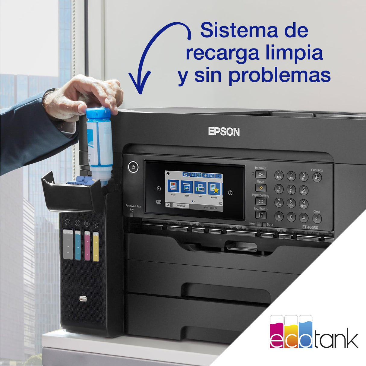 Impresora multifunción EcoTank ET-16605 A3+ con depósito de tinta, conexión Wi-Fi y fax