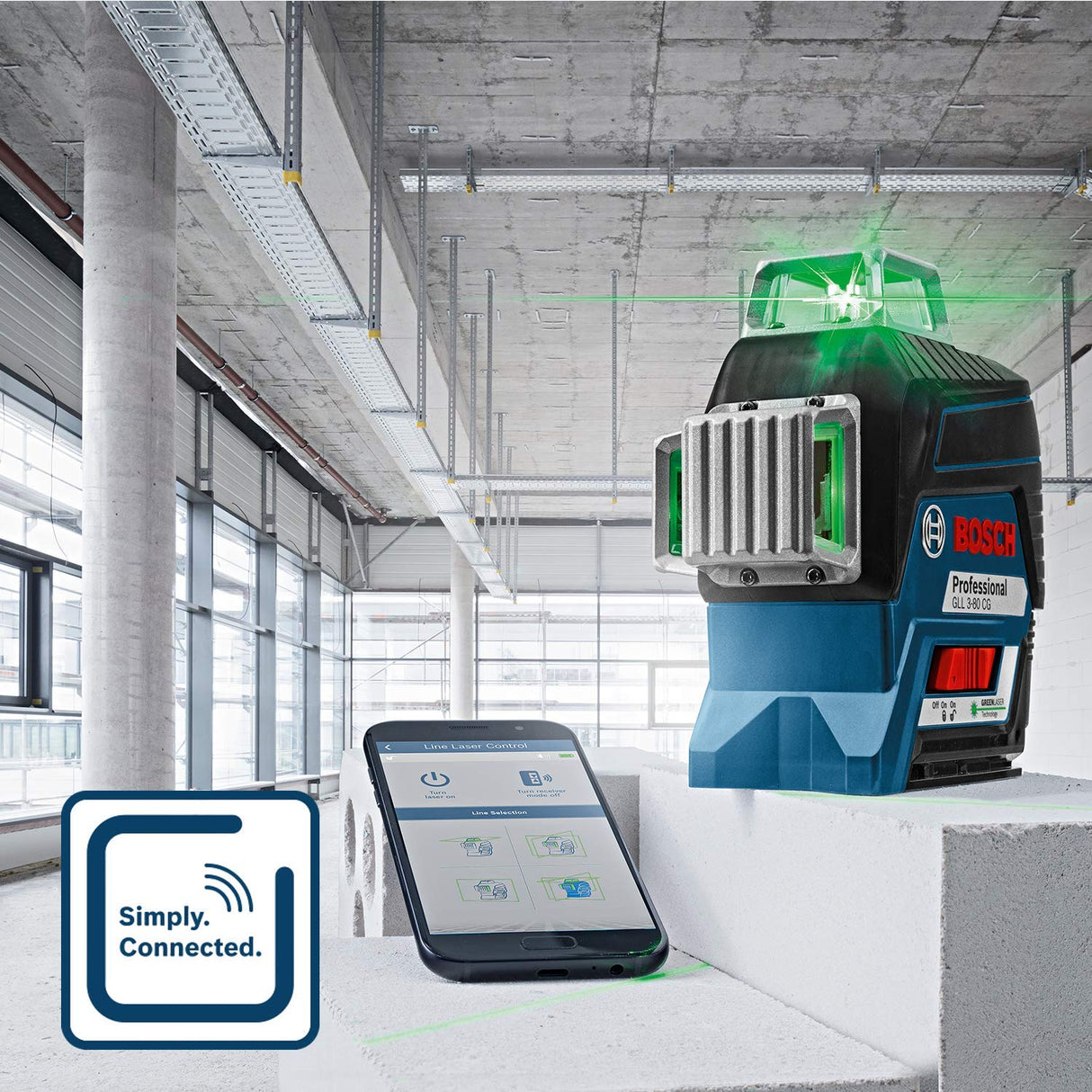 Bosch Professional 12V System nivel láser GLL 3-80 CG (2 baterías de 12 V, cargador, láser verde, función de aplicación, soporte, alcance: hasta 30 m, en L-BOXX) – Amazon Exclusive Set