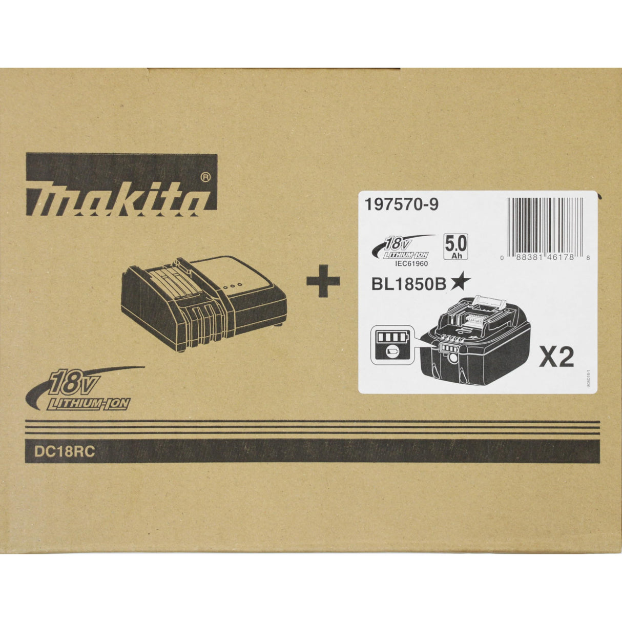 Makita 197570-9 Power Source Kit - Juego de 2 baterías para Herramientas eléctricas (con estación de Carga), Color Azul