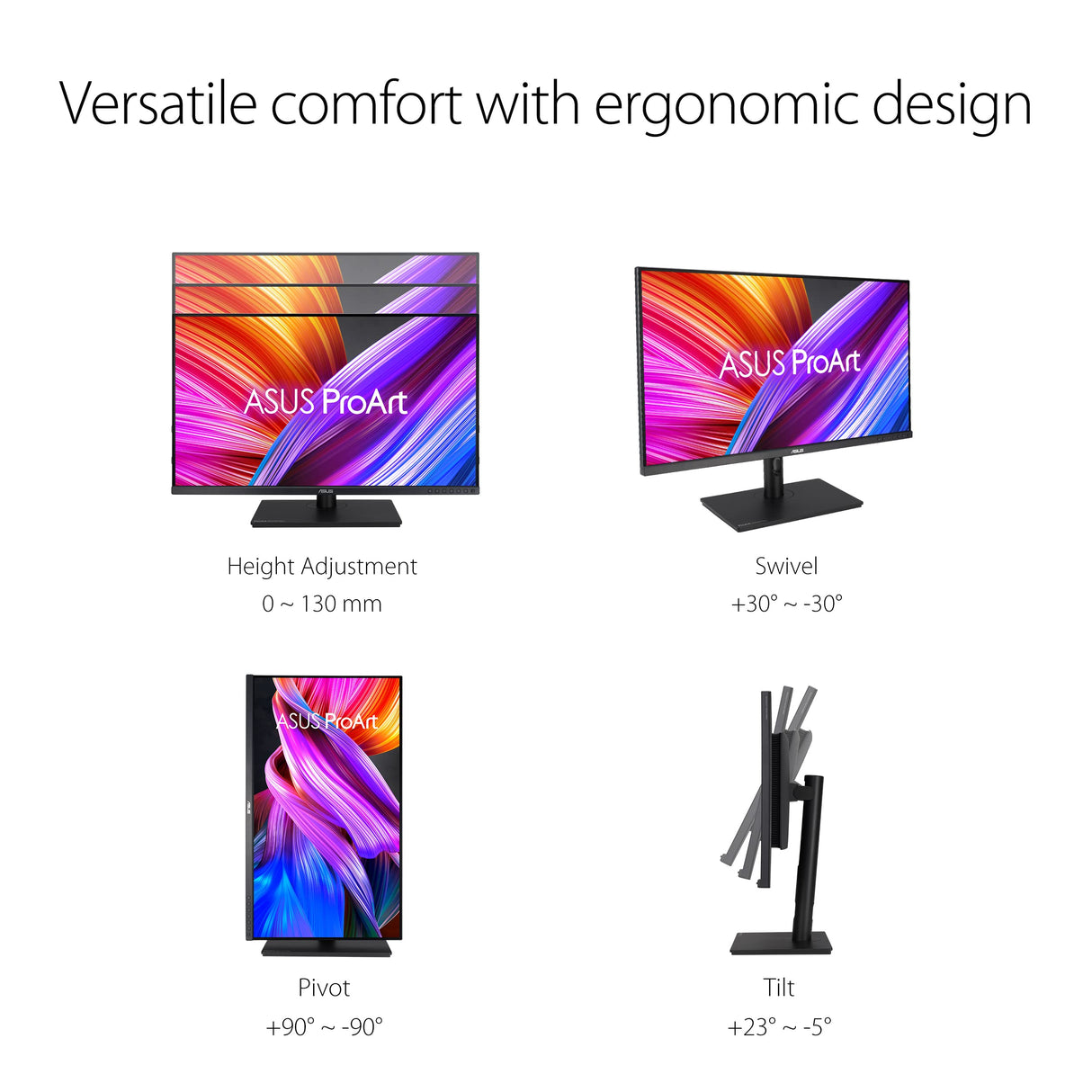 Asus ProArt Display PA328QV - Monitor Profesional (31,5 Pulgadas, IPS, WQHD (2560 x 1440), 100% sRGB, 100% Rec.709, Precisión de Color ΔE < 2, Calman Verified, Peana ergonómica) Negro