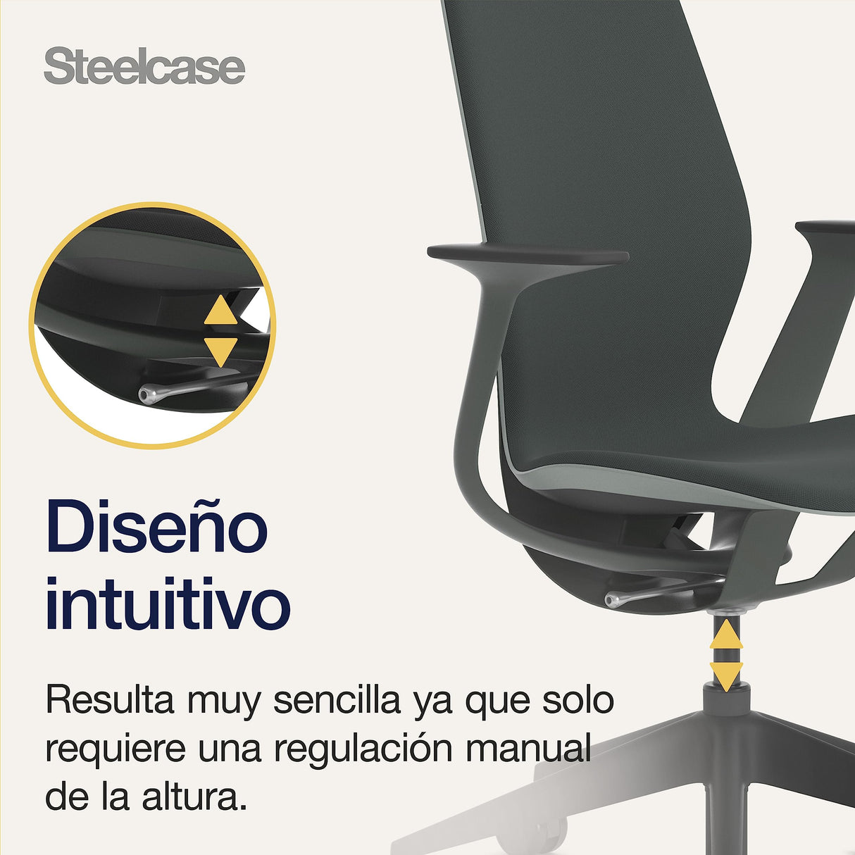 Steelcase SILQ Silla ergonómica de altura ajustable, carcasa de plástico platino sólido o merle y tapicería pimienta