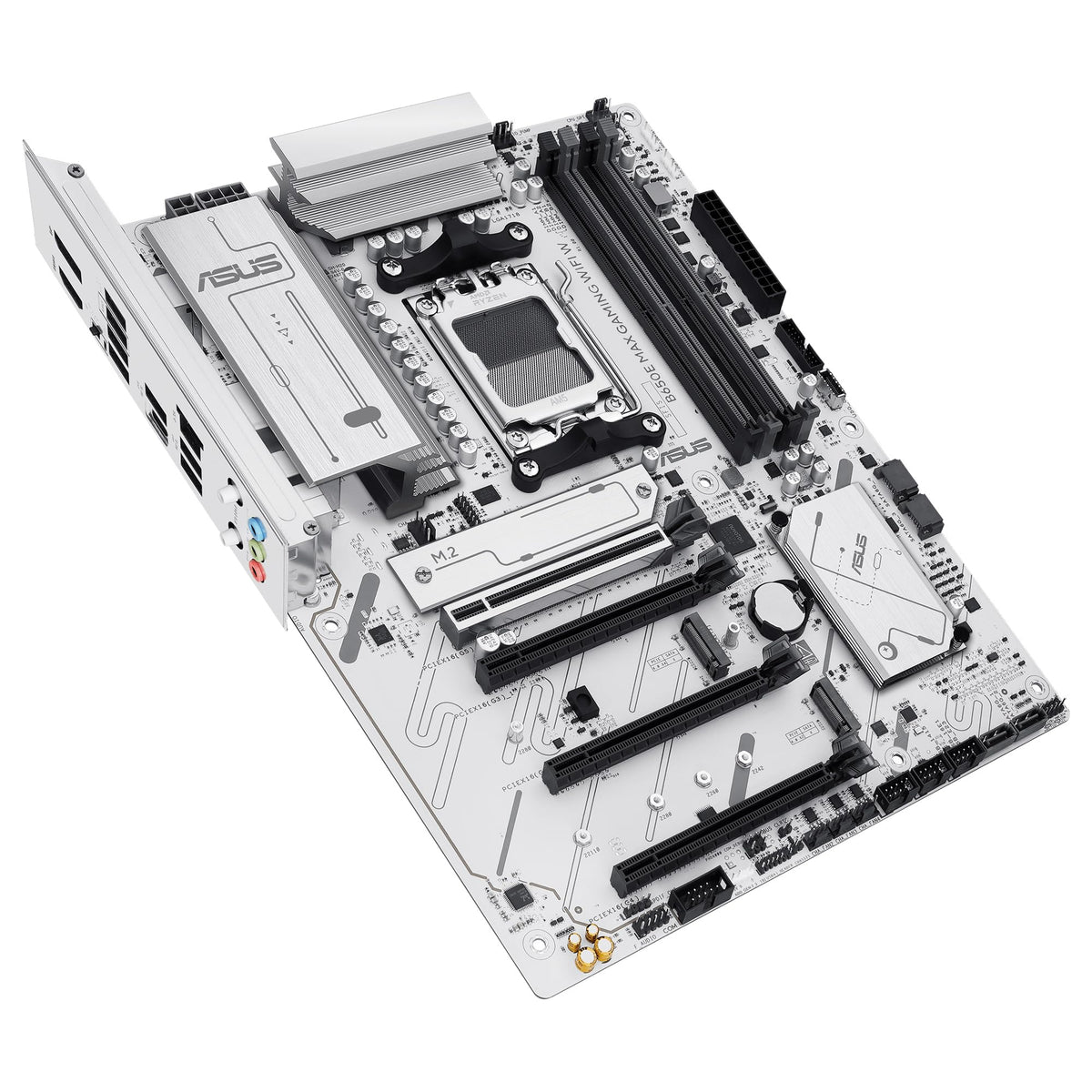 ASUS B650E MAX Gaming WiFi W - Placa Base AMD B650 ATX, Blanco, DDR5, PCIe 5.0, Ranuras M.2, Wi-Fi 6E, 2.5Gb Ethernet, DisplayPort, HDMI, USB Tipo-A y Tipo-C, BIOS Flashback, Aura Sync