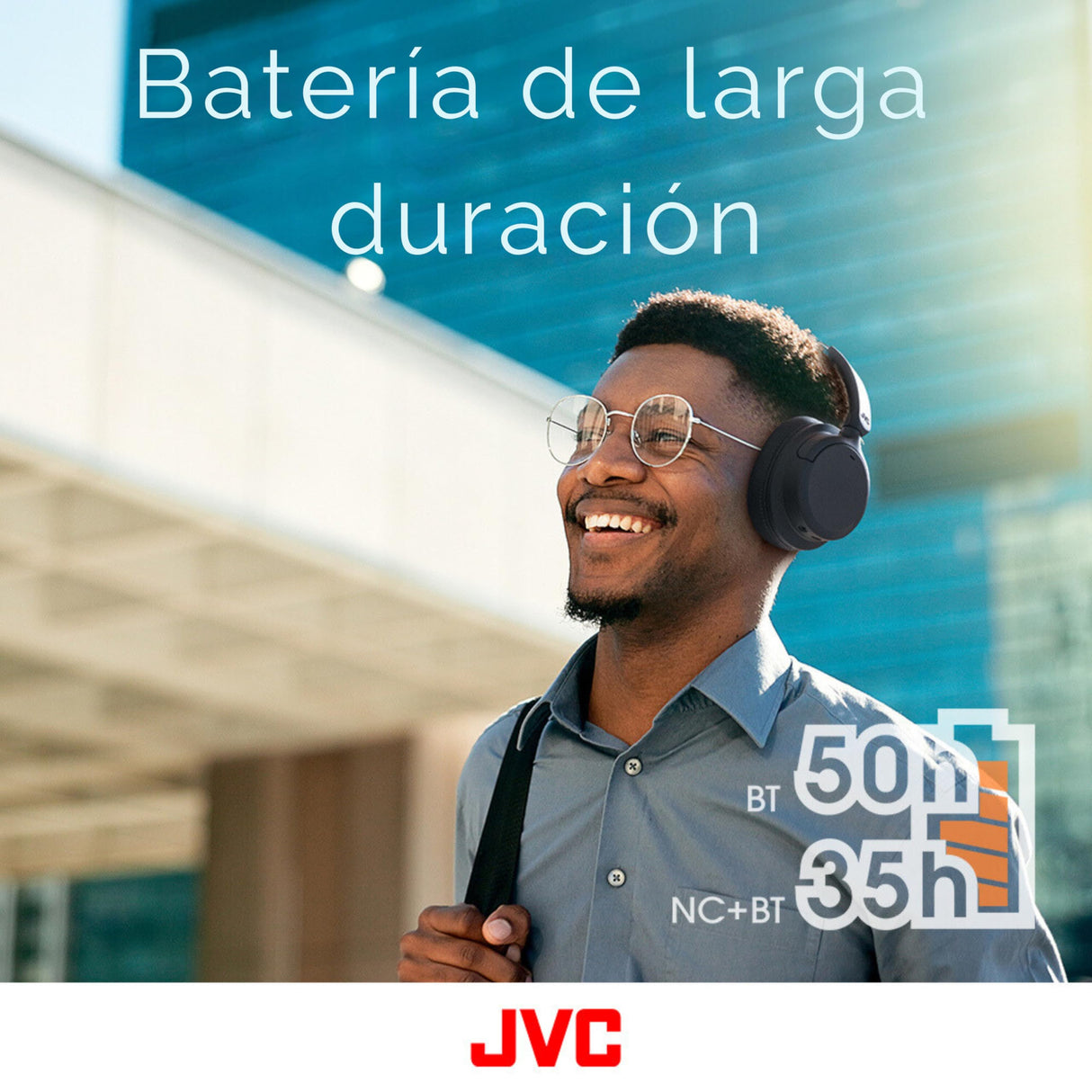 JVC Auriculares Inalámbricos Bluetooth, 50 Horas de Batería, Bluetooth 5.3, Auriculares Cancelación de Ruido con Micrófono Integrado, 3 Modos de Sonido, Conexión Multipunto (Negro) - HA-S95N