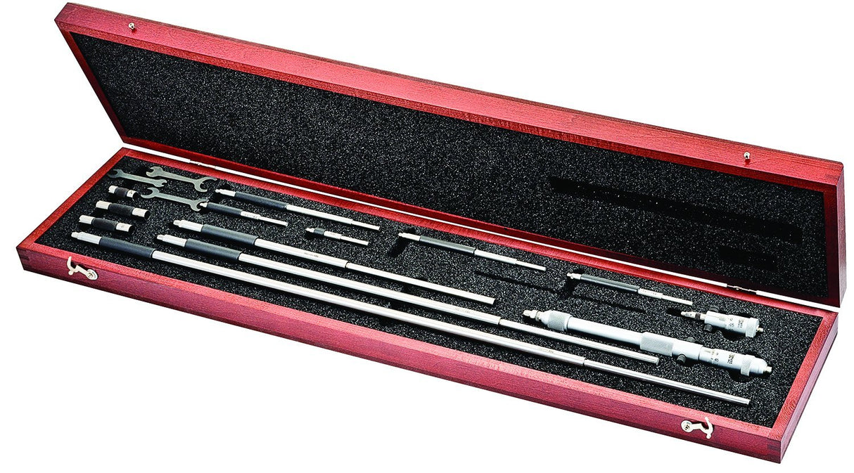 Starrett 124MDZ - Juego de micrómetros Vernier de varilla sólida para interior, rango de 50-800 mm, graduación de 0,01 mm, precisión de +/-0,000 pulgadas, con estuche