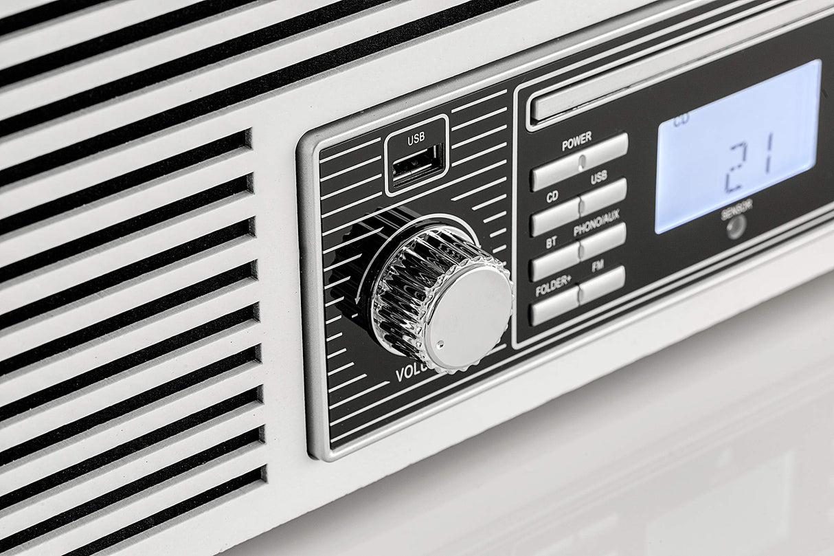 Dual NR 7 - Equipo de música estéreo con Tocadiscos (sintonizador FM, CD-RW, MP3, USB, Bluetooth, Entrada Auxiliar), Color marrón