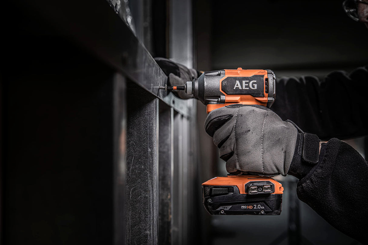 AEG - Destornillador de impacto 18 V BRUSHLESS, 350 Nm, 3 modos, 0 a 2900 rpm, 0 a 4200 cps, min, recepción hexagonal de 1,4 pulgadas, sin bate. ni cargador, de cartón