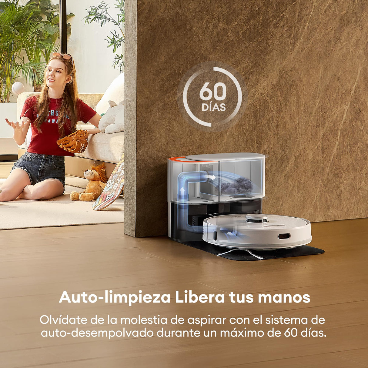 Ultenic T10 Pro Robot Aspirador Autovaciado con Esterilización UV, 60 Días Manos Libres, Robot Fregasuelos LiDAR Navegación 4000Pa, 2 Fregona Giratoria, Auto-Ajuste Potencia para Alfombra