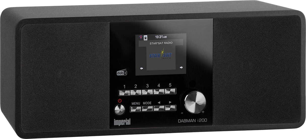 Imperial DABMAN i200 Internet/Dab+ Radio (Sonido estéreo, Radio por Internet/Dab+/Dab/FM, WiFi, LAN, Entrada Auxiliar, Salida de línea, Salida de Auriculares, Spotify) Negro, 32 x 13,5 x 11 cm