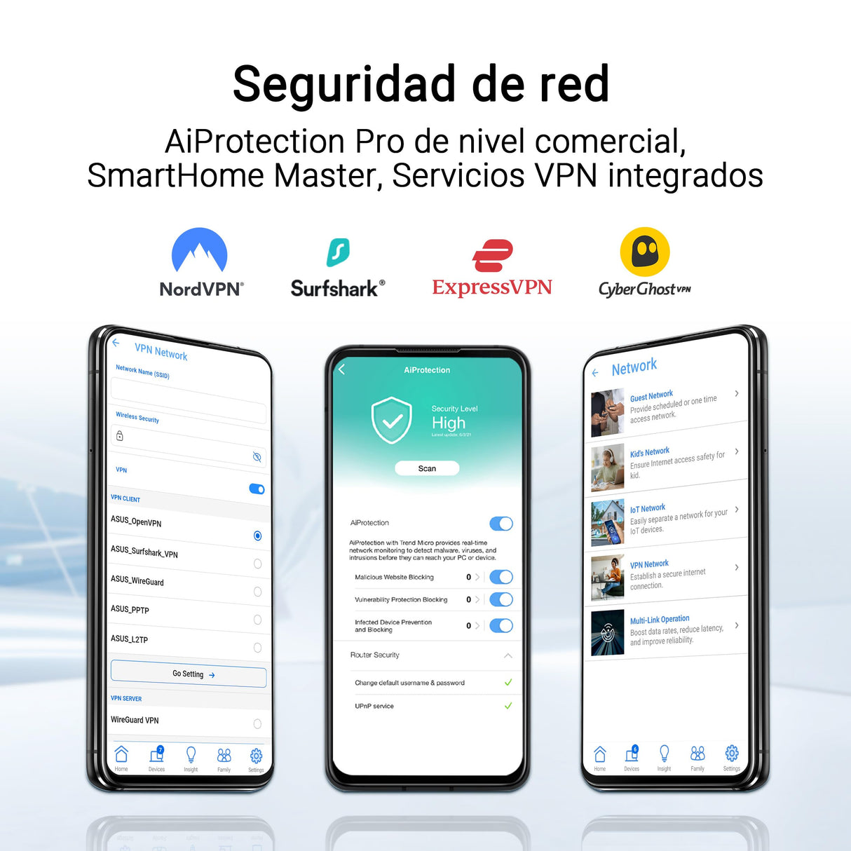 ASUS RT-BE58U - Router Extensible WiFi 7 AiMesh, 4K-QAM, MLO, WAN/LAN 2,5G con detección por IA, Cuatro Puertos 1G, Seguridad de Red Comercial, Control Parental, IoT, Red Infantil, VPN