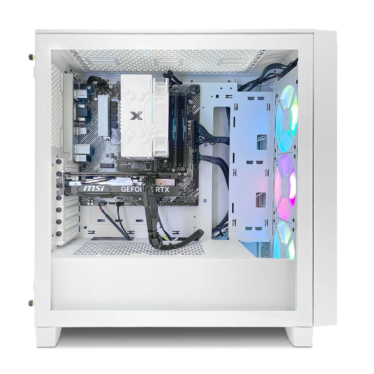 PC GAMING CORSAIR - PC Gamer iCUE AMD 4060 White - MSI GeForce RTX 4060 8GB - Corsair 3000D Airflow RGB White - Tarjeta Mere ASUS A520M-A CSM - Corsair Vengeance 2X8GB DDR4 3600 - SSD 1TB - Windows 11