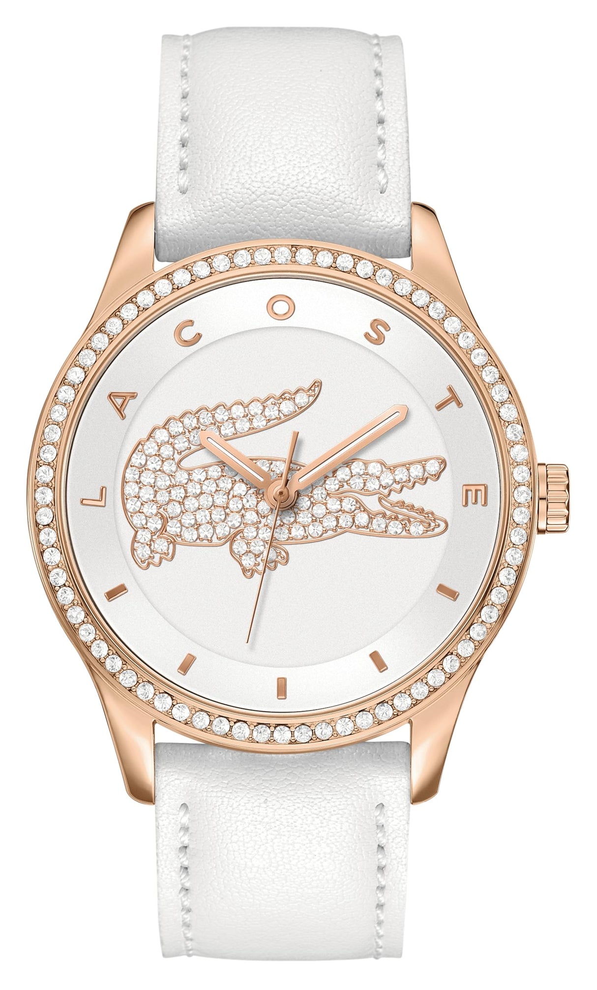 Lacoste Reloj Analógico de Cuarzo para Mujer Colección Victoria con Correa de Cuero Blanca - 2000821