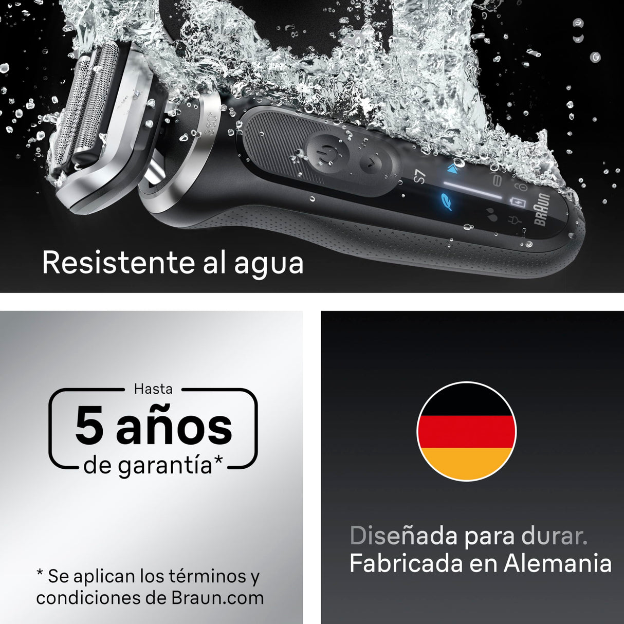 Braun Afeitadora Eléctrica Hombre Series 7, Máquina De Afeitar Barba En Seco Y En Mojado, 3 Modos De Afeitado, 60 Min De Uso, Recortadora De Precisión, Estuche De Viaje, 72-N1200SI, Negro