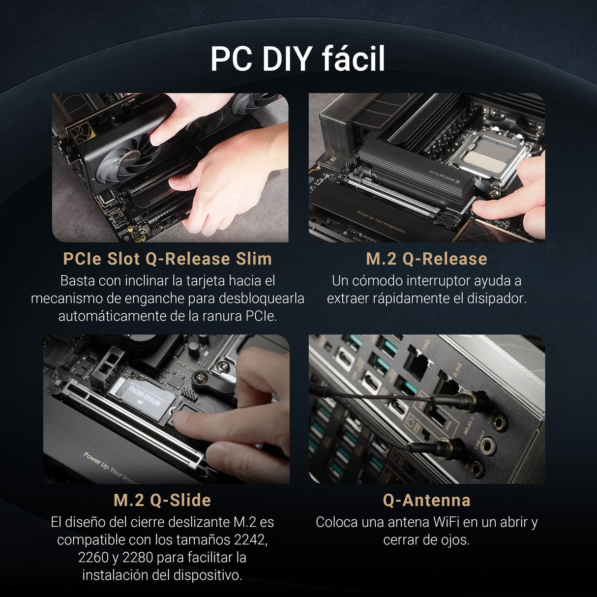 ASUS ProArt X870E-CREATOR WiFi -Placa Base AMD X870E ATX, PCIe 5.0 x16 Compatible con GPU de última generación, 16+2+2 etapas de Potencia, DDR5, Doble USB4, LAN de 10 GB y 2,5 GB, WiFi 7, 4X M.2