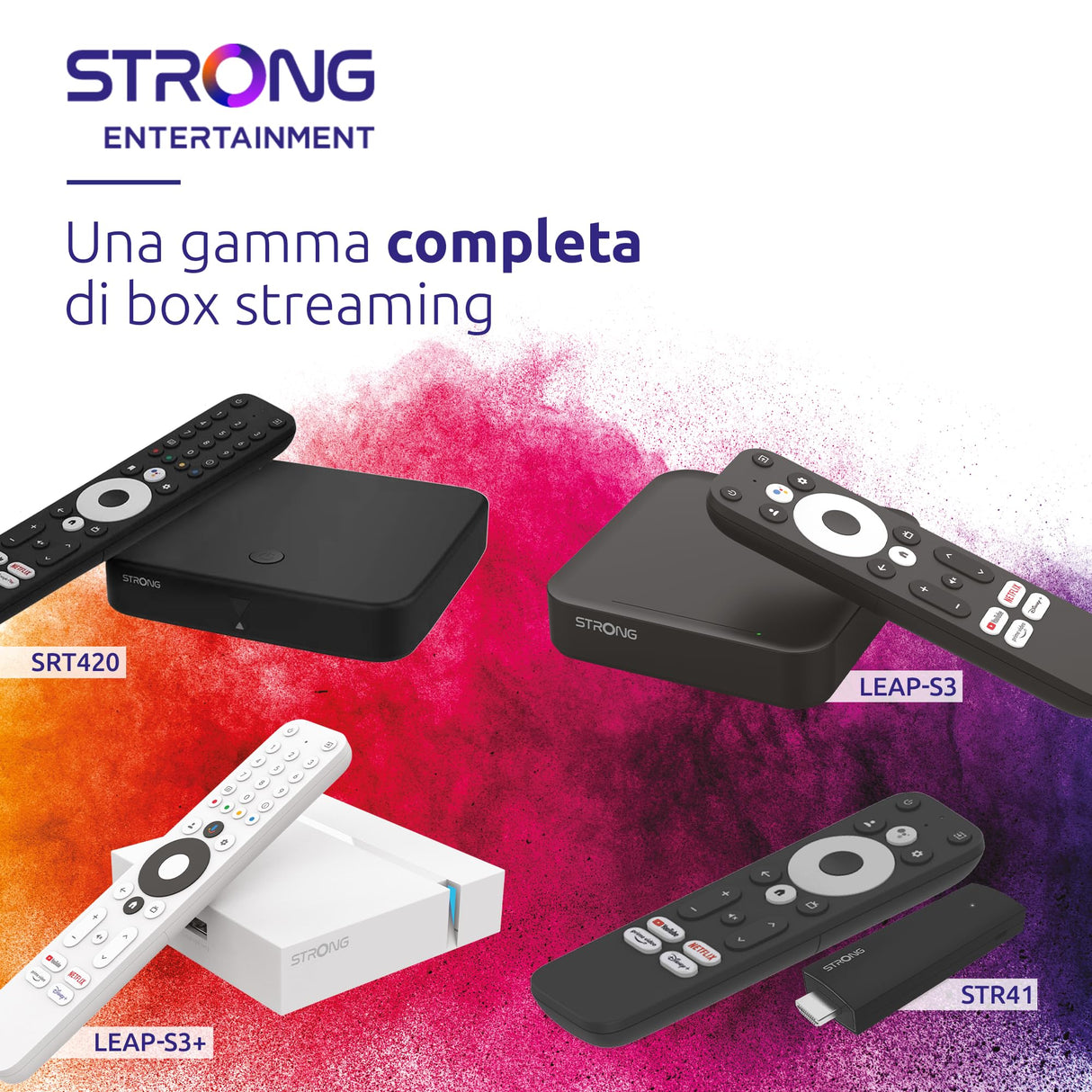 STRONG SRT420 TV Box Android TV 4K con Puerto Ethernet, DVB-T2, 2GB RAM + 16GB Almacenamiento, Chromecast Integrado, WiFi, Asistente De Voz Google, HDR10+, Dolby Audio Y Dolby Vision