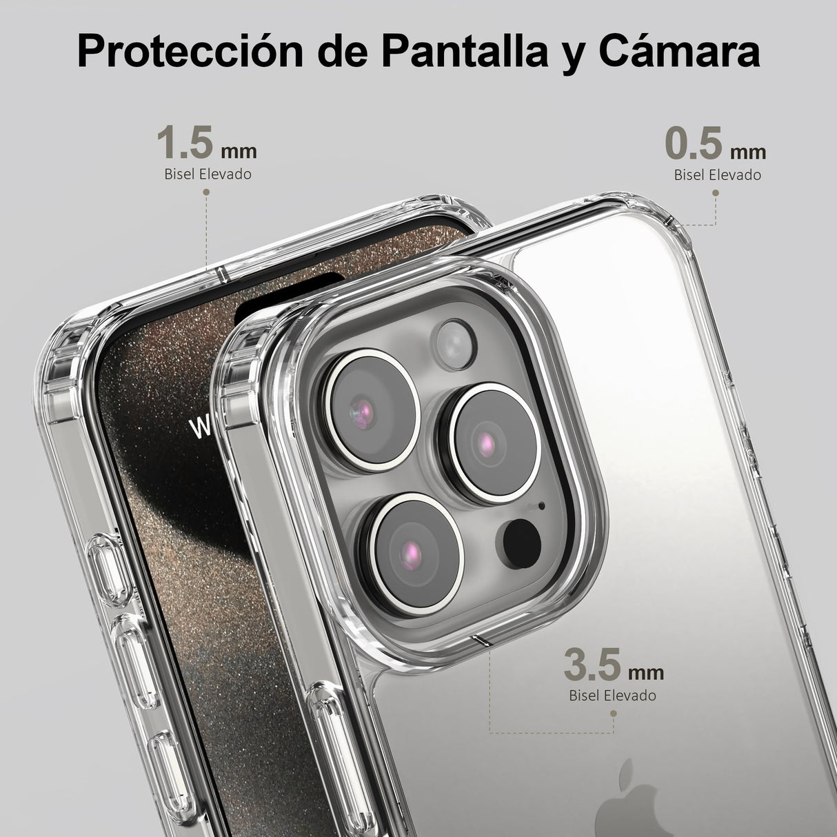 Zyporian Funda for iPhone 15 Pro MAX 6,7 Pulgadas, Transparente Carcasa Anti-Amarillo Fundas Antigolpes Antichoques Case Antiarañazos Slim Delgada Capa Marco TPU Suave y PMMA Duro Respaldo