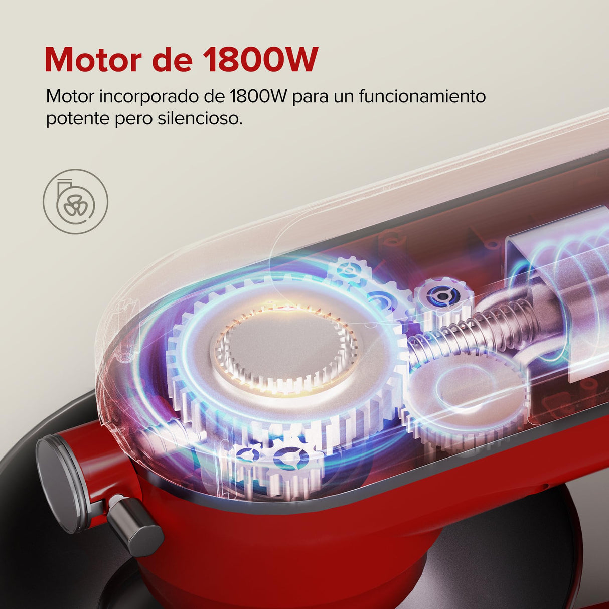 CHEFREE Batidora Amasadora Multifunción 1800W, 10 Velocidades de Rotación Planetaria, Robot Cocina con Bol de 7L, Gancho de Repostería, Batidor, Mezclador, Cuerpo de Metal, Rojo, M500