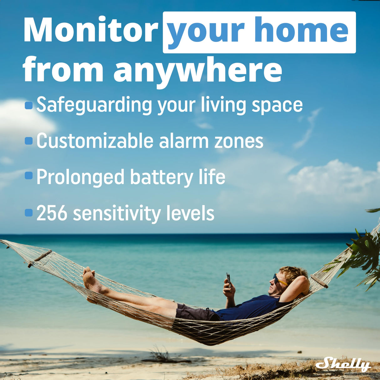 Shelly Smart Security Bundle XL, Paquete De Seguridad Inteligente, Dispositivos Bluetooth, Automatizacion del Hogar, No Hub Requerido, Batería De Larga Duración, Zonas De Alarmas Personalizadas