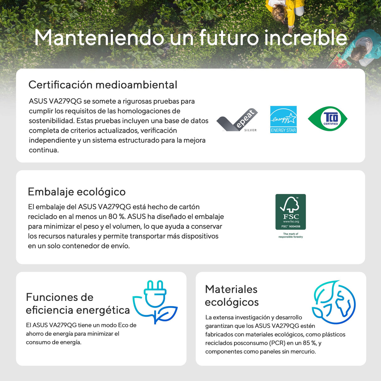 ASUS VA279QG Monitor Eye Care Gaming de 27 Pulgadas, IPS, Full HD, 99% sRGB, sin Marcos, 120 Hz, Adaptive Syn, 1 ms, HDMI, DisplayPort, VGA, luz Azul Baja, antiparpadeo, Montaje en Pared