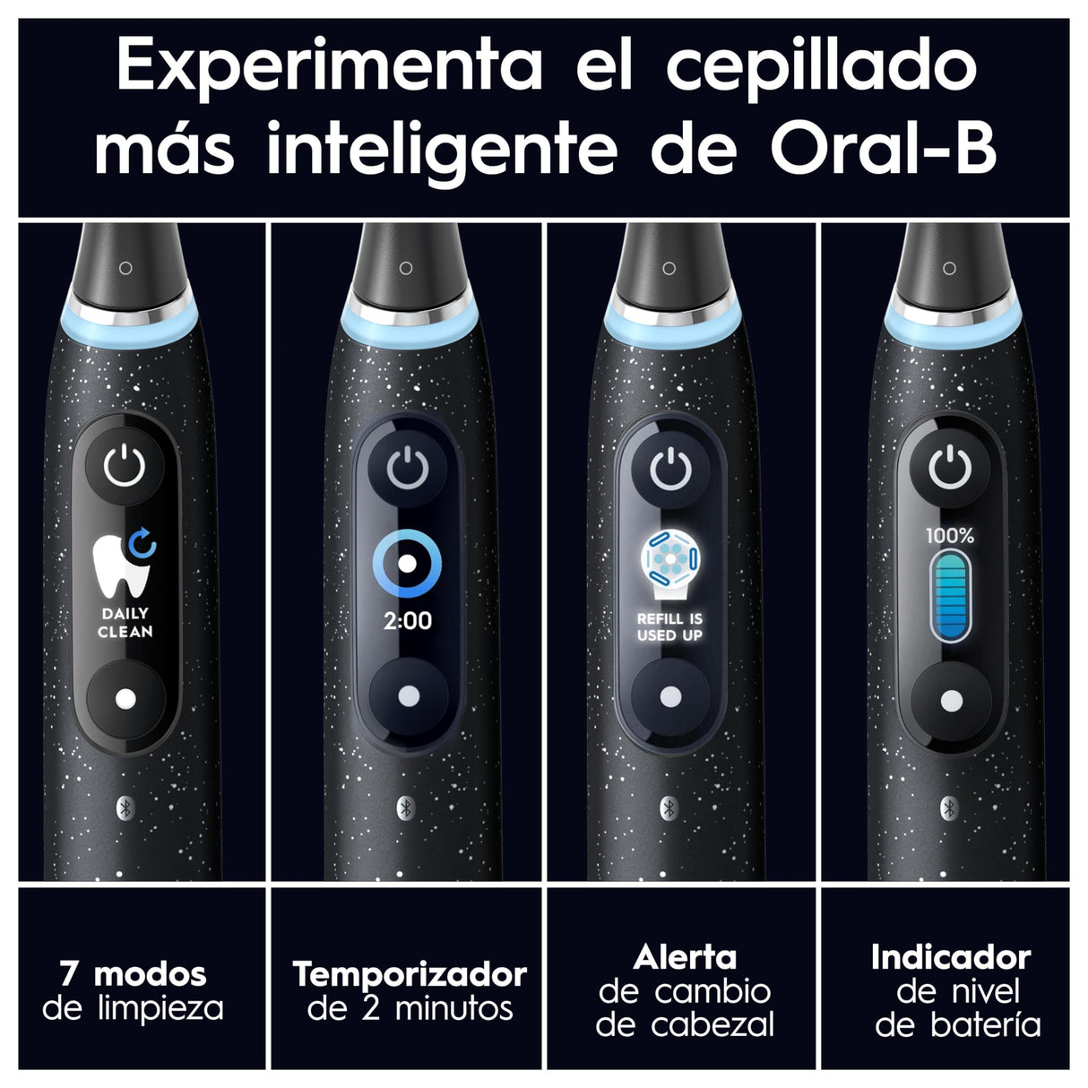 Oral-B iO 10 Cepillo de Dientes Eléctrico Negro, + 1 Cabezal y 1 Estuche Cargador de Viaje, Diseñado por Braun