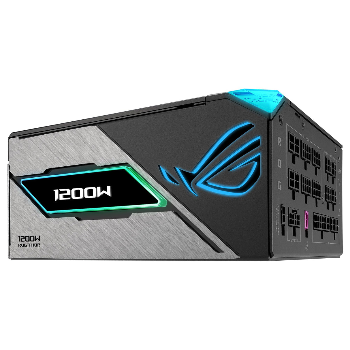 ASUS ROG Thor 1200W Platinum III Fuente de alimentación, 80 Plus Platinum, ATX 3.1, MOSFET GAN, Estabilizador de Voltaje Inteligente, Pantalla OLED magnética, Modo Turbo, 10 años de protección