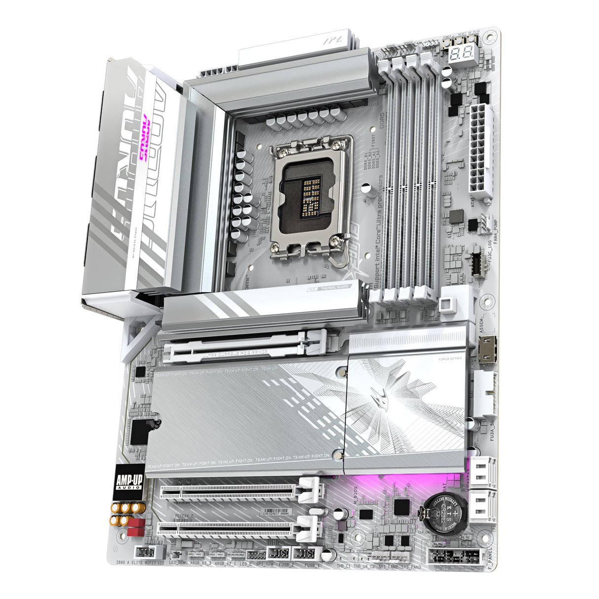 GIGABYTE Z890 AORUS Elite WIFI7 Ice Placa Base - Soporta CPUs Intel Core Ultra (Serie 2), 16+1+2 Fases VRM, hasta 8800MHz DDR5 (OC), 1xPCIe 5.0 + 3xPCIe 4.0, Wi-Fi 7, 2.5GbE LAN, Thunderbolt 4