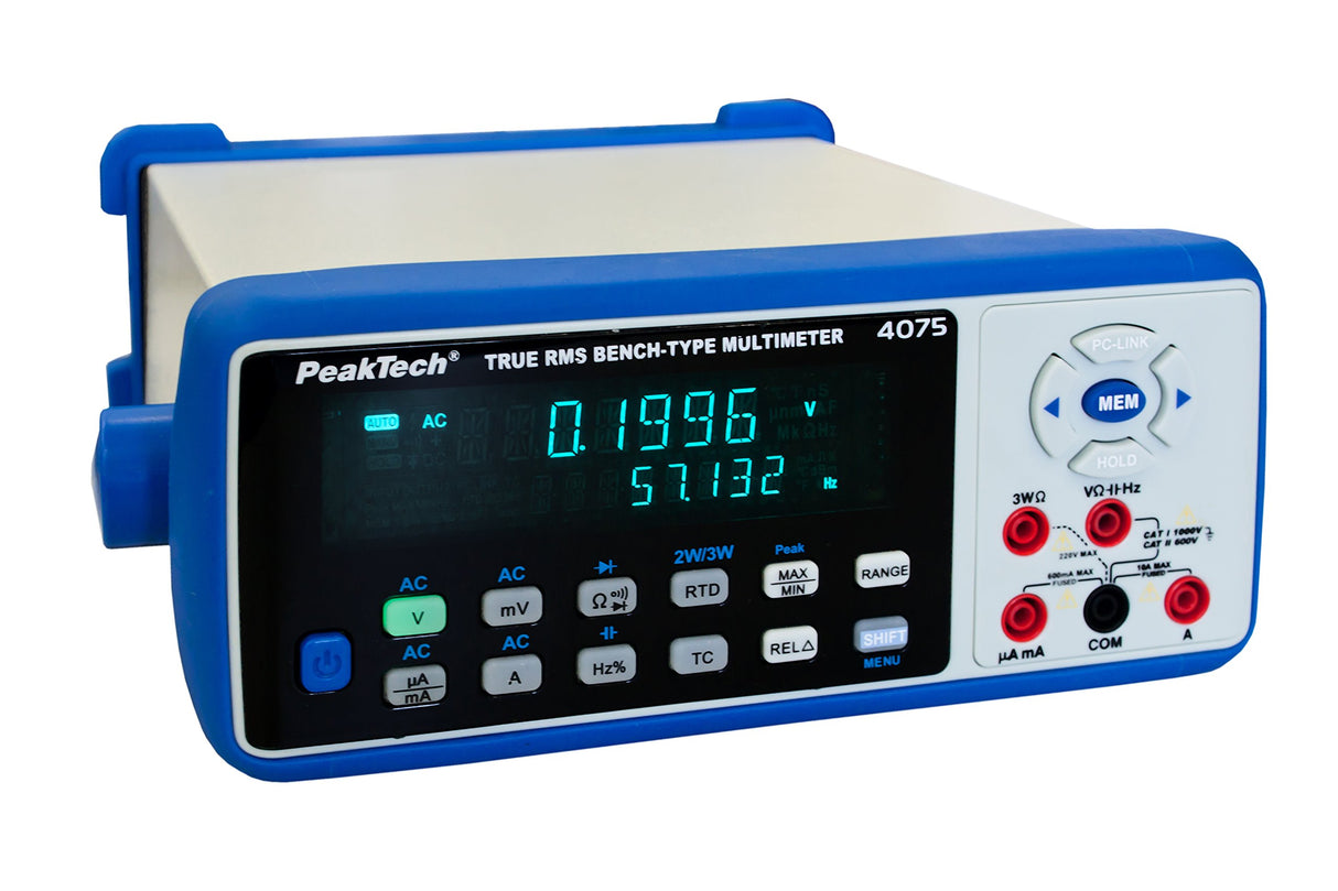 PeakTech Multímetro Digital de 4 5/6 cifras de mesa con USB, LAN, Bluetooth, RS-232 y tarjeta SD, 1 pieza, P 4075